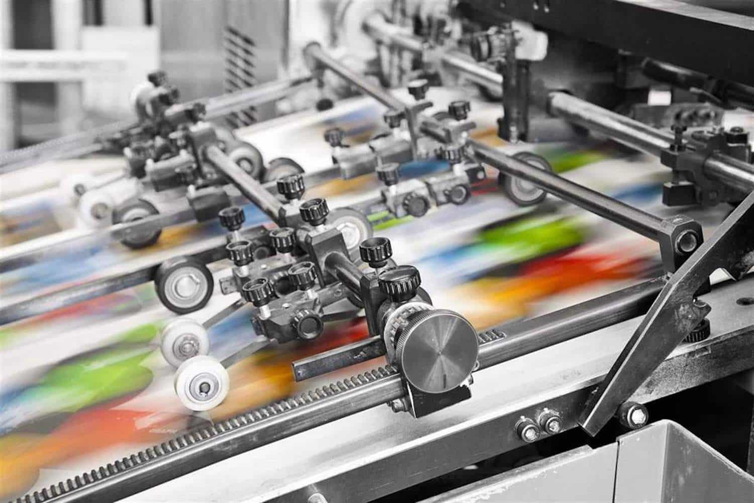 Offset printing machine in action